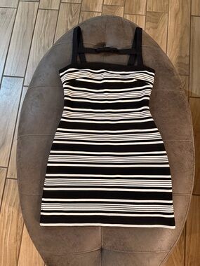 Anthropoligie Hutch Black and White Striped Mini Dress